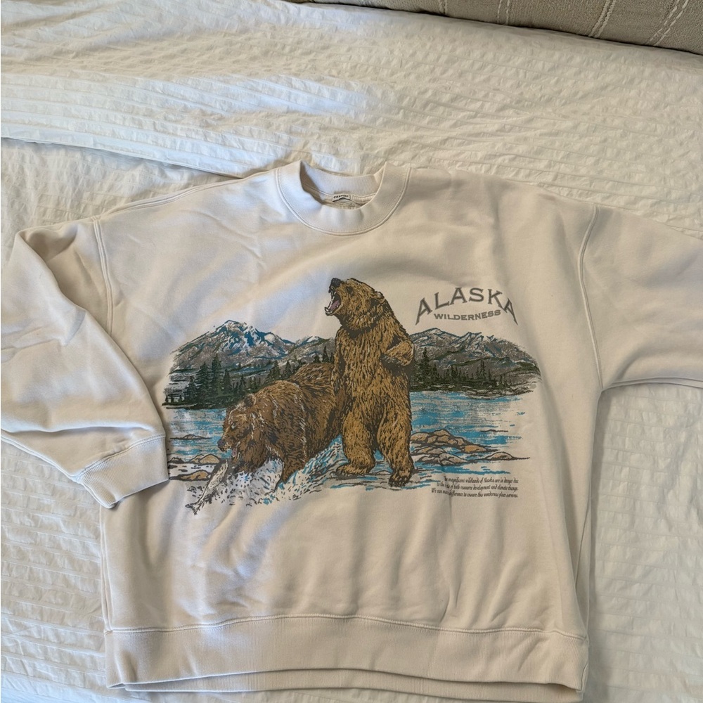 Abercrombie & Fitch White Alaska Wilderness Sweatshirt